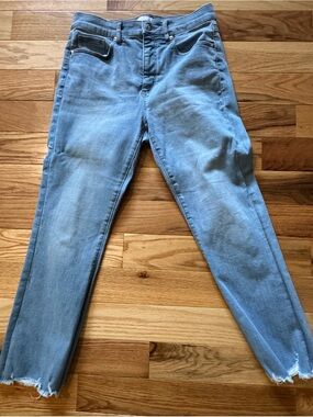 Loft Light Wash Raw Hem kick crop Jeans